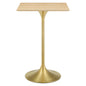 Lippa 28" Square Wood Bar Table, Wood, Metal Steel, Gold Brown Natural, 21213