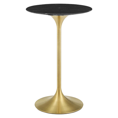 Lippa 28" Artificial Marble Bar Table, Artificial Marble, Metal Steel, Gold Black, 21214