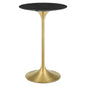 Lippa 28" Artificial Marble Bar Table, Artificial Marble, Metal Steel, Gold Black, 21214