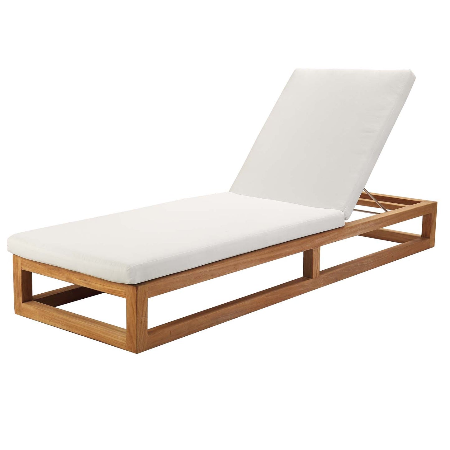 Newbury Outdoor Patio Premium Grade A Teak Wood Lounge Chair, Wood, Brown Natural White, 23322