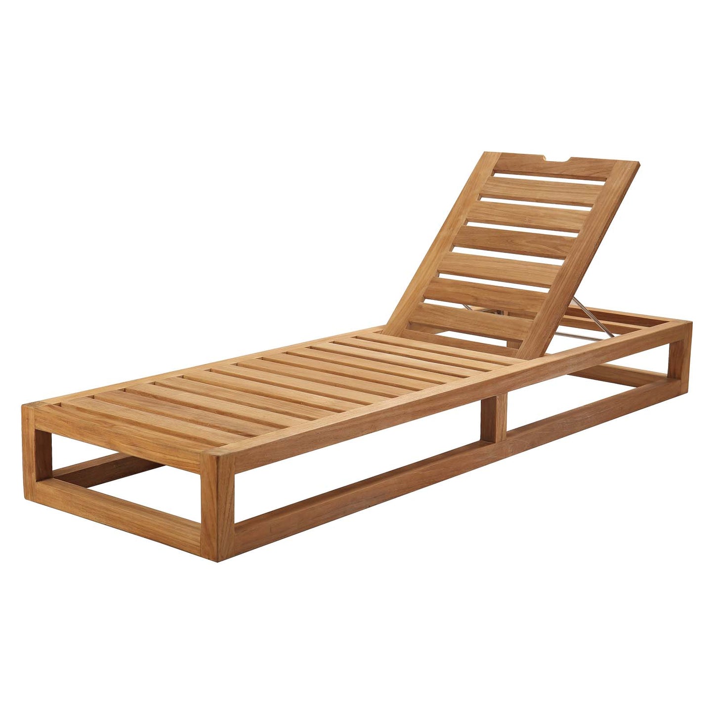 Newbury Outdoor Patio Premium Grade A Teak Wood Lounge Chair, Wood, Brown Natural White, 23322