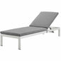 Shore Outdoor Patio Aluminum Chaise with Cushions, Aluminum, Metal, Steel, Silver Grey Gray, 21216