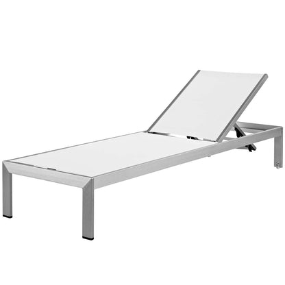 Shore Outdoor Patio Aluminum Chaise with Cushions, Aluminum, Metal, Steel, Silver Orange, 21219