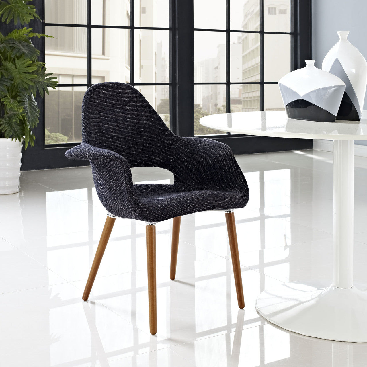 Taupe Dining Armchair in Black