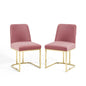 Amplify Sled Base Performance Velvet Dining Chairs - Set of 2, Velvet, Metal Steel, Gold Pink, 21222