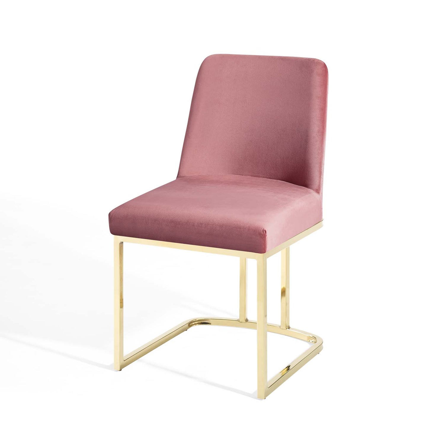 Amplify Sled Base Performance Velvet Dining Chairs - Set of 2, Velvet, Metal Steel, Gold Pink, 21222