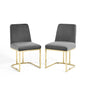 Amplify Sled Base Performance Velvet Dining Chairs - Set of 2, Velvet, Metal Steel, Gold Grey Gray, 21223