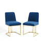 Amplify Sled Base Performance Velvet Dining Chairs - Set of 2, Velvet, Metal Steel, Gold Blue Navy, 21224