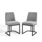 Amplify Sled Base Upholstered Fabric Dining Chairs - Set of 2, Fabric, Metal Steel, Black Grey Gray, 21225