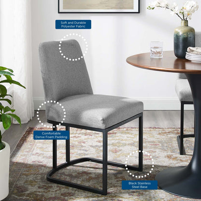 Amplify Sled Base Upholstered Fabric Dining Chairs - Set of 2, Fabric, Metal Steel, Black Grey Gray, 21225