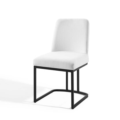 Amplify Sled Base Upholstered Fabric Dining Chairs - Set of 2, Fabric, Metal Steel, Black White, 21226