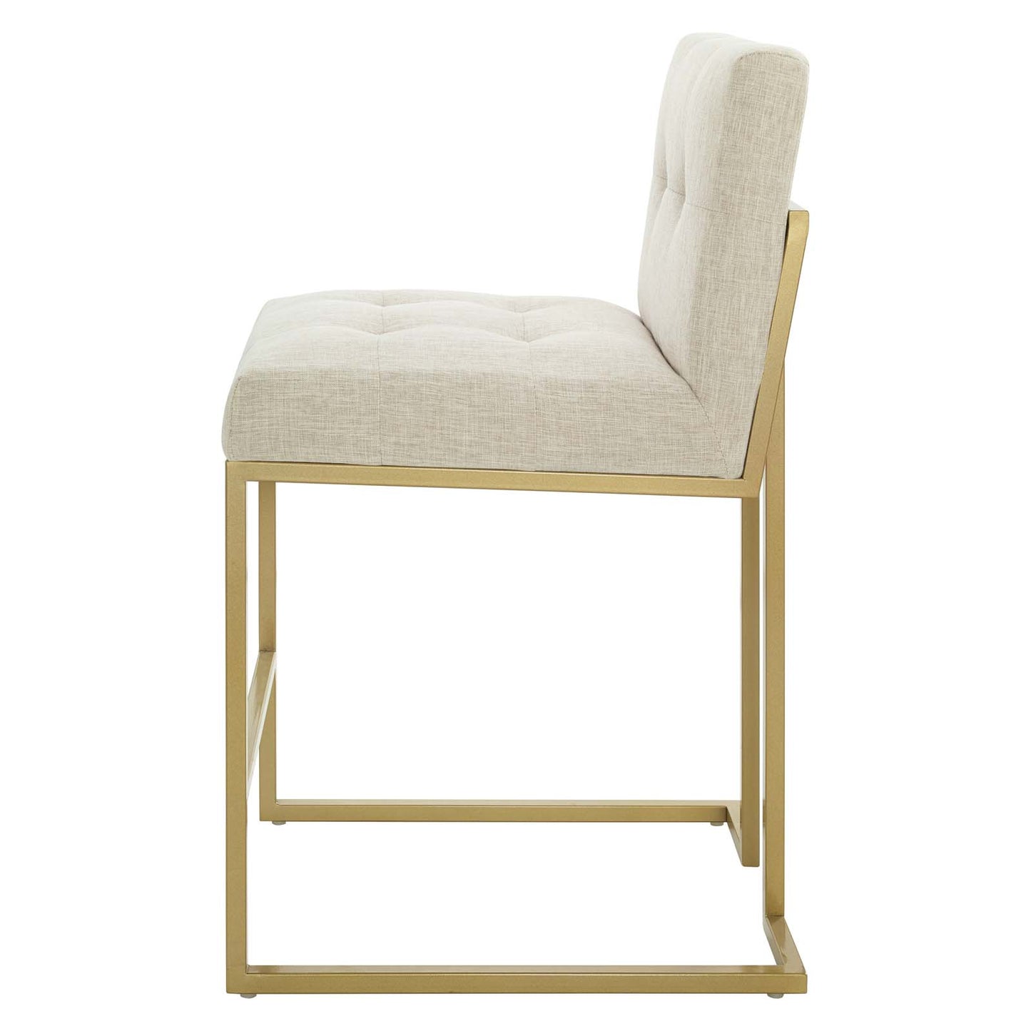 Privy Counter Stool Upholstered Fabric Set of 2, Fabric, Metal Steel, Gold Beige, 21227