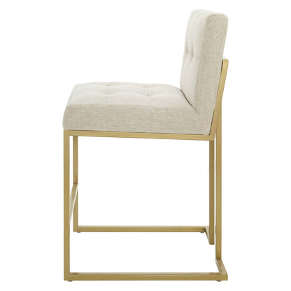 Privy Counter Stool Upholstered Fabric Set of 2, Fabric, Metal Steel, Gold Beige, 21227