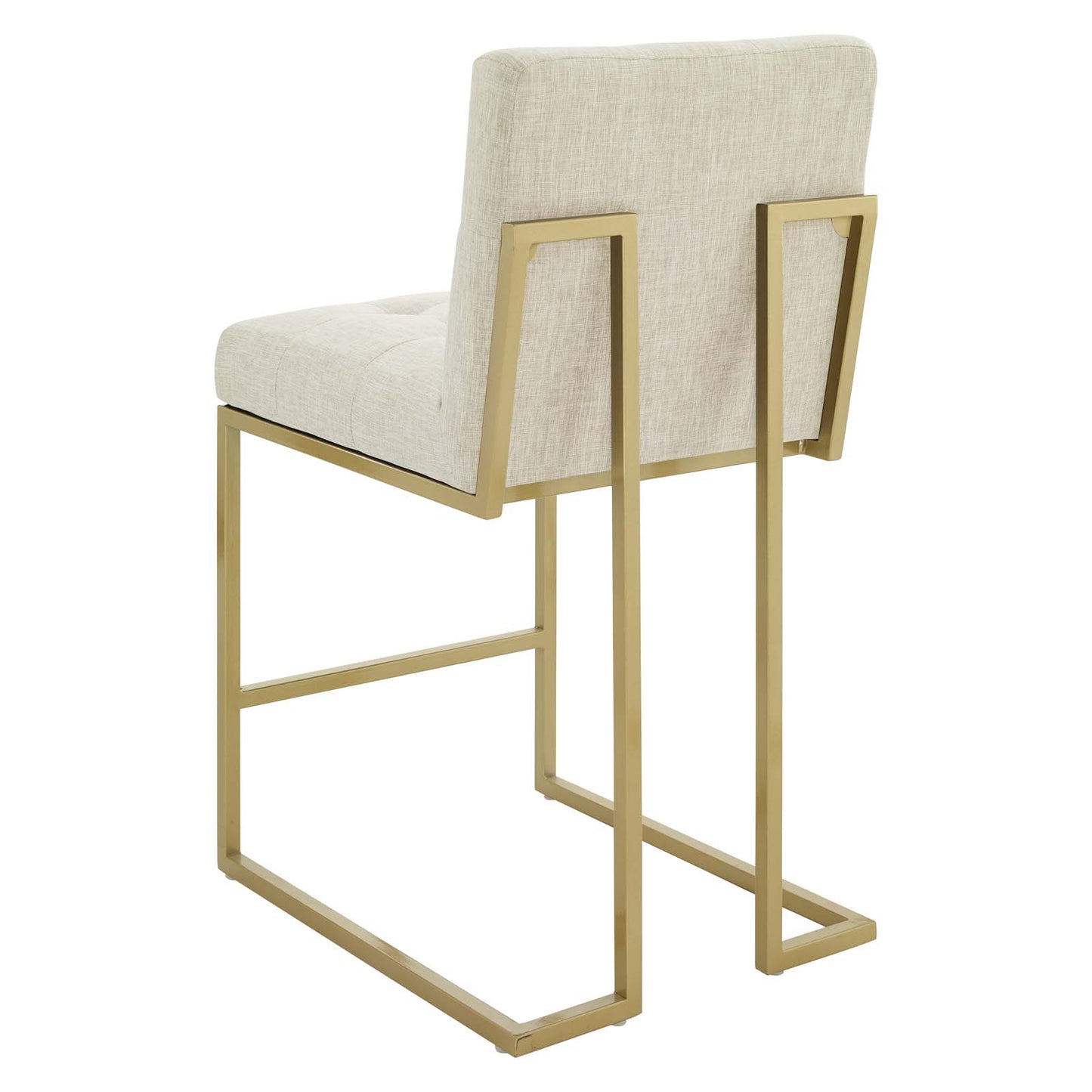 Privy Counter Stool Upholstered Fabric Set of 2, Fabric, Metal Steel, Gold Beige, 21227