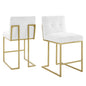 Privy Counter Stool Upholstered Fabric Set of 2, Fabric, Metal Steel, Gold White, 21228