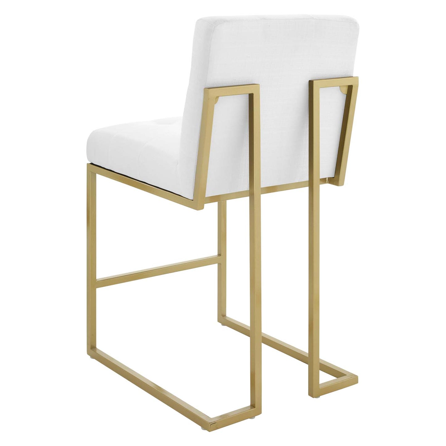 Privy Counter Stool Upholstered Fabric Set of 2, Fabric, Metal Steel, Gold White, 21228