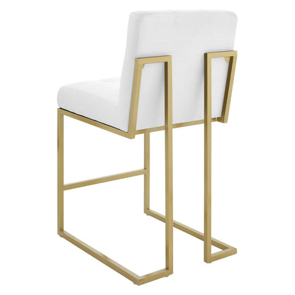 Privy Counter Stool Upholstered Fabric Set of 2, Fabric, Metal Steel, Gold White, 21228