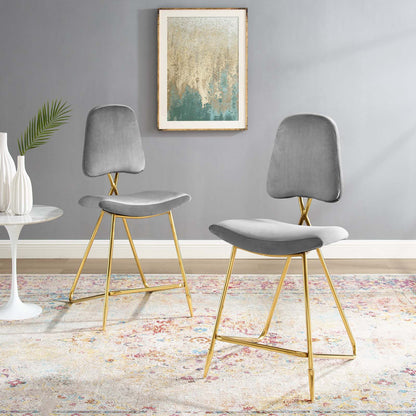 Ponder Counter Stool Performance Velvet Set of 2, Velvet, Metal Steel, Grey Gray, 21230