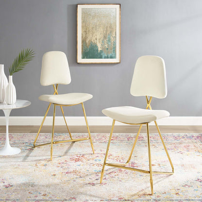 Ponder Counter Stool Performance Velvet Set of 2, Velvet, Metal Steel, Ivory White, 21231