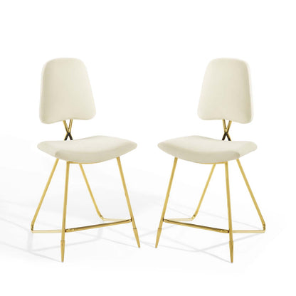 Ponder Counter Stool Performance Velvet Set of 2, Velvet, Metal Steel, Ivory White, 21231
