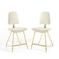 Ponder Counter Stool Performance Velvet Set of 2, Velvet, Metal Steel, Ivory White, 21231