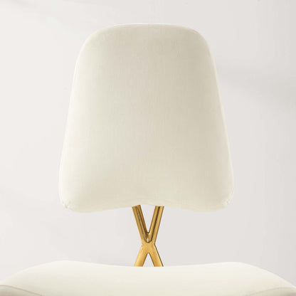 Ponder Counter Stool Performance Velvet Set of 2, Velvet, Metal Steel, Ivory White, 21231