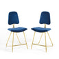 Ponder Counter Stool Performance Velvet Set of 2, Velvet, Metal Steel, Blue Navy, 21232