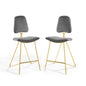 Ponder Bar Stool Performance Velvet Set of 2, Velvet, Metal Steel, Grey Gray, 21234