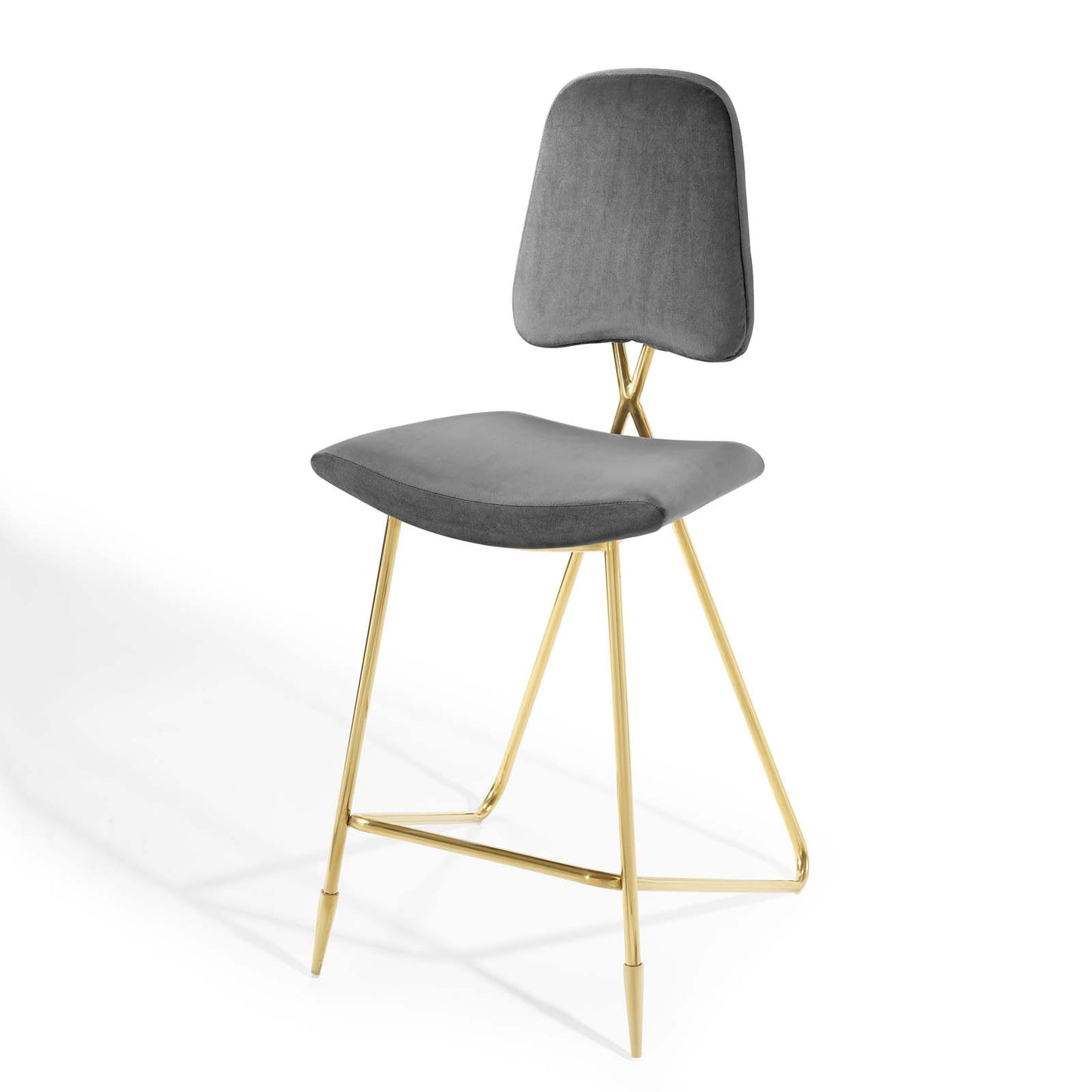 Ponder Bar Stool Performance Velvet Set of 2, Velvet, Metal Steel, Grey Gray, 21234