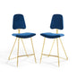 Ponder Bar Stool Performance Velvet Set of 2, Velvet, Metal Steel, Blue Navy, 21236
