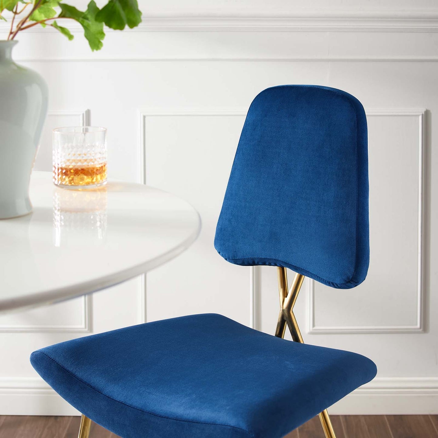 Ponder Bar Stool Performance Velvet Set of 2, Velvet, Metal Steel, Blue Navy, 21236