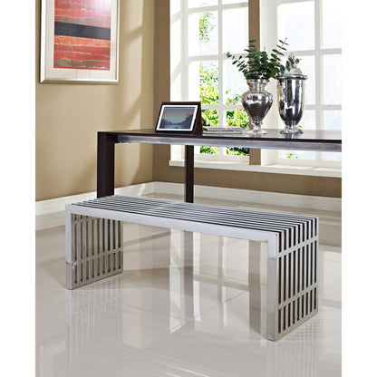 Gridiron Large Bench in Silver