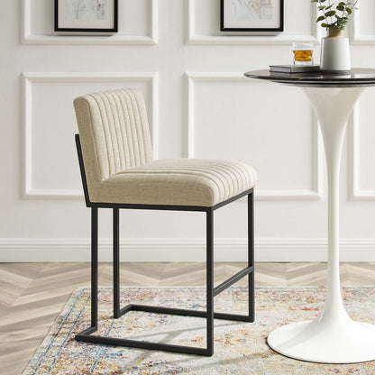 Indulge Channel Tufted Fabric Counter Stools - Set of 2, Fabric, Metal Steel, Beige, 21241