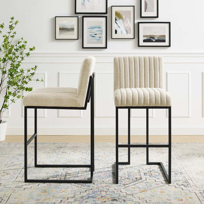 Indulge Channel Tufted Fabric Bar Stools, Fabric, Metal Steel, Beige, 21244