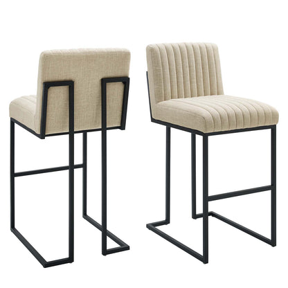 Indulge Channel Tufted Fabric Bar Stools, Fabric, Metal Steel, Beige, 21244