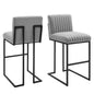 Indulge Channel Tufted Fabric Bar Stools, Fabric, Metal Steel, Light Grey Gray, 21245