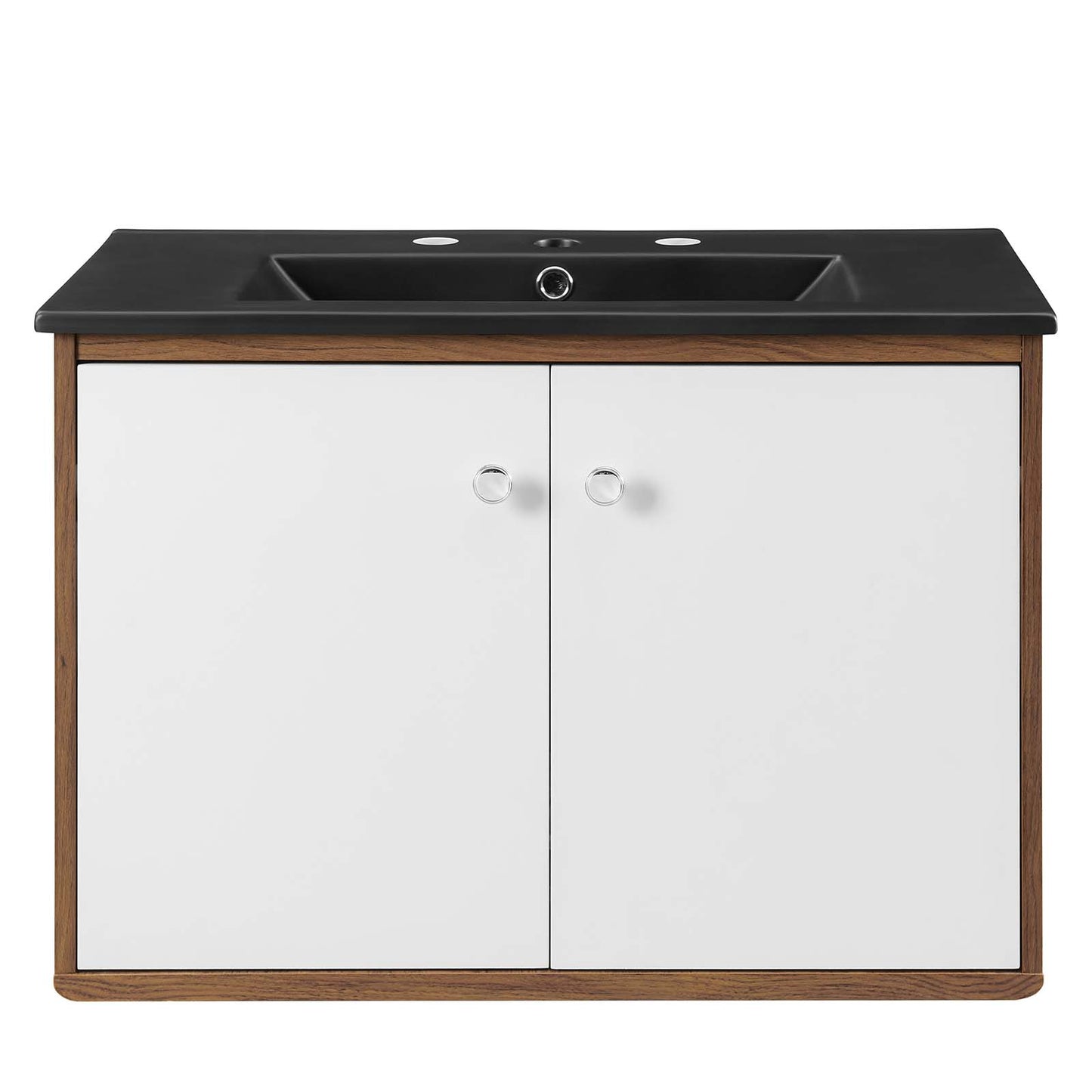 Transmit 30" Wall-Mount Bathroom Vanity, Wood, Brown Walnut Black, 21247