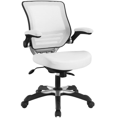 Edge Vinyl Office Chair, White Fabric