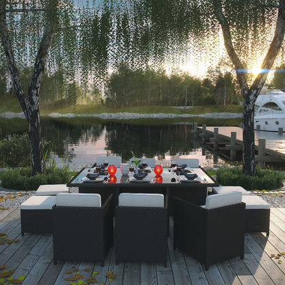 Reversal 11 Piece Dining Set in Espresso White