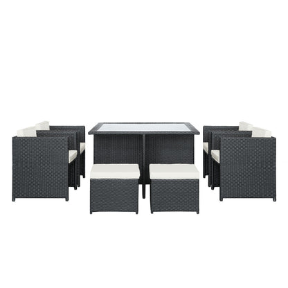 Inverse 9 Piece Outdoor Patio Dining Set, White Plastic