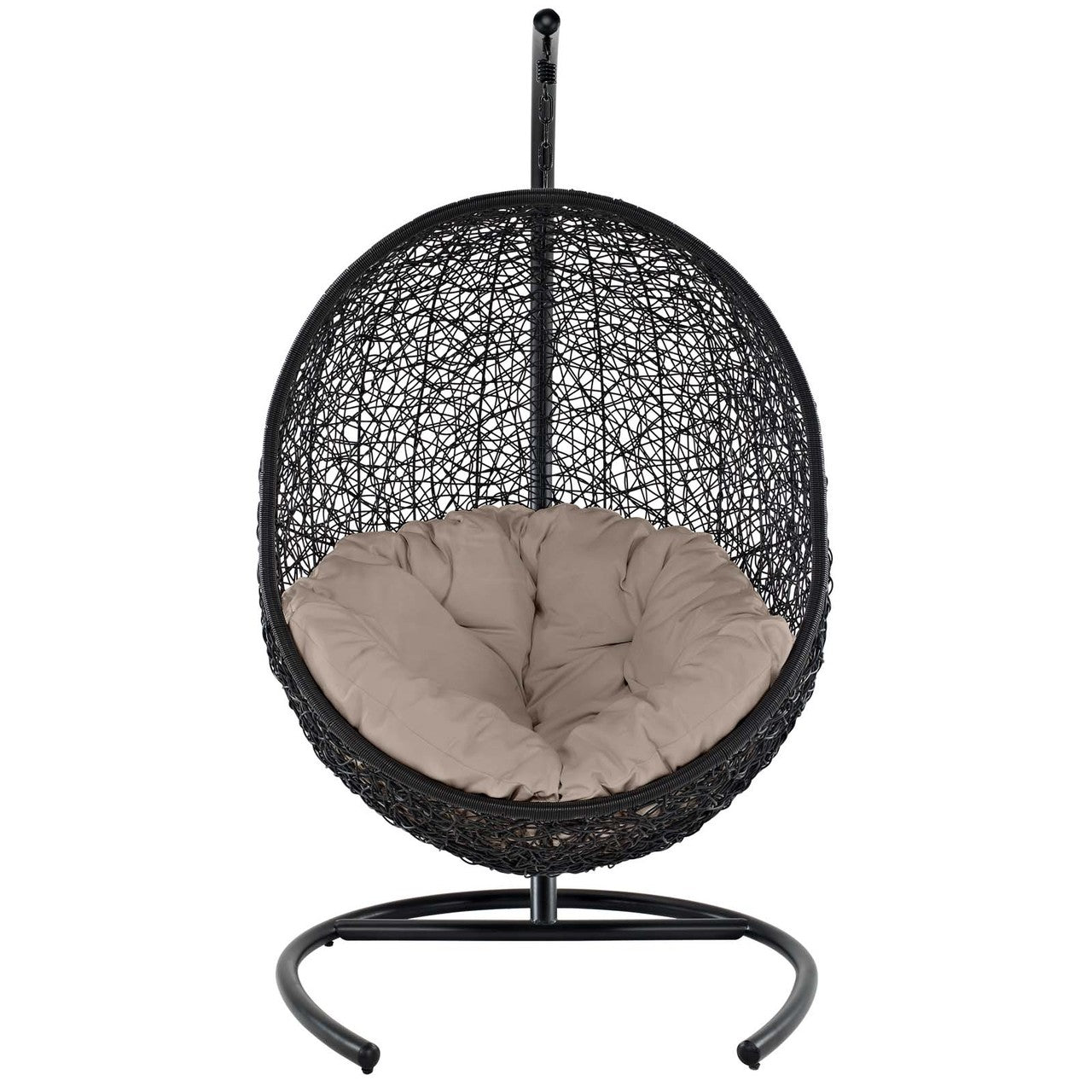 Encase Swing Outdoor Patio Lounge Chair, Rattan Wicker, Beige 14331