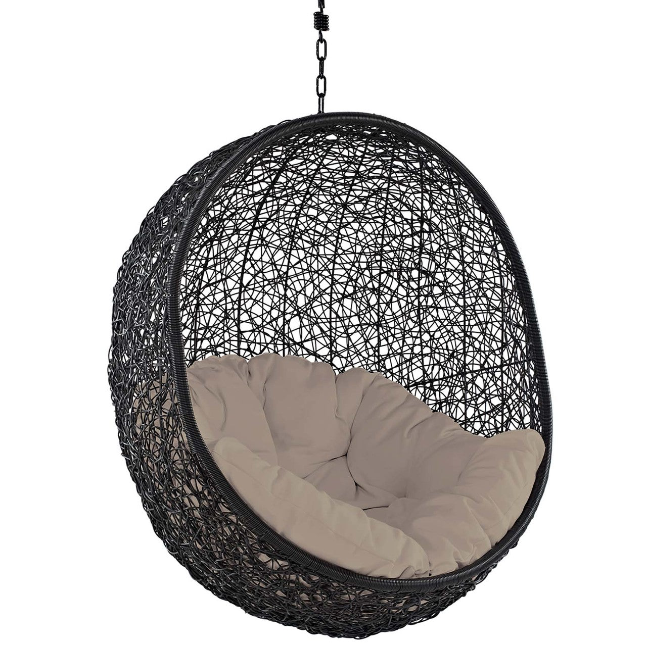 Encase Swing Outdoor Patio Lounge Chair, Rattan Wicker, Beige 14331