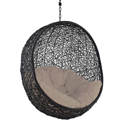 Encase Swing Outdoor Patio Lounge Chair, Rattan Wicker, Beige 14331
