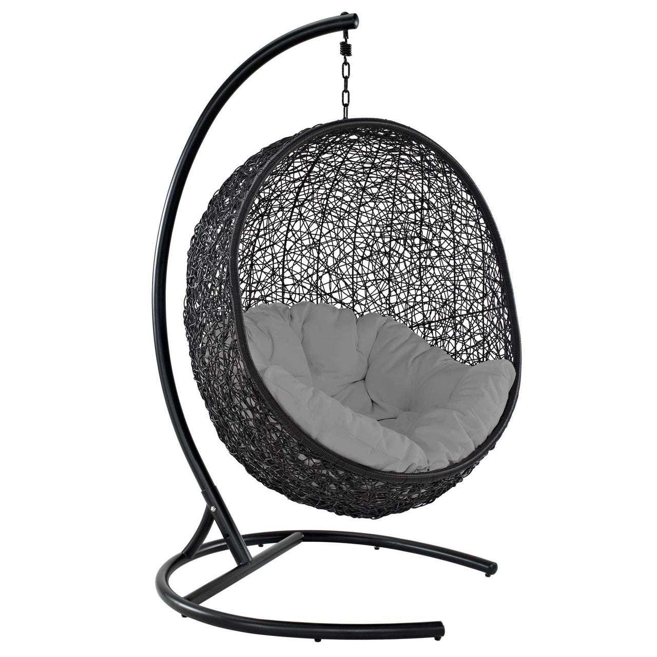 Encase Swing Outdoor Patio Lounge Chair, Rattan Wicker, Grey Gray 14332