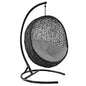Encase Swing Outdoor Patio Lounge Chair, Rattan Wicker, Grey Gray 14332