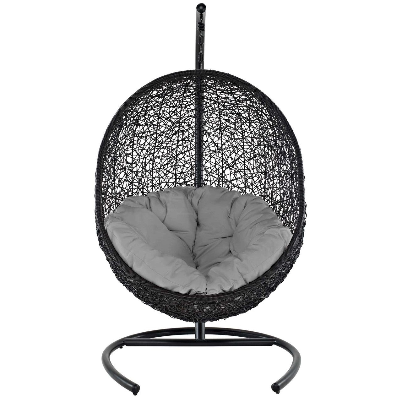 Encase Swing Outdoor Patio Lounge Chair, Rattan Wicker, Grey Gray 14332