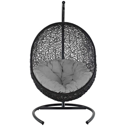 Encase Swing Outdoor Patio Lounge Chair, Rattan Wicker, Grey Gray 14332