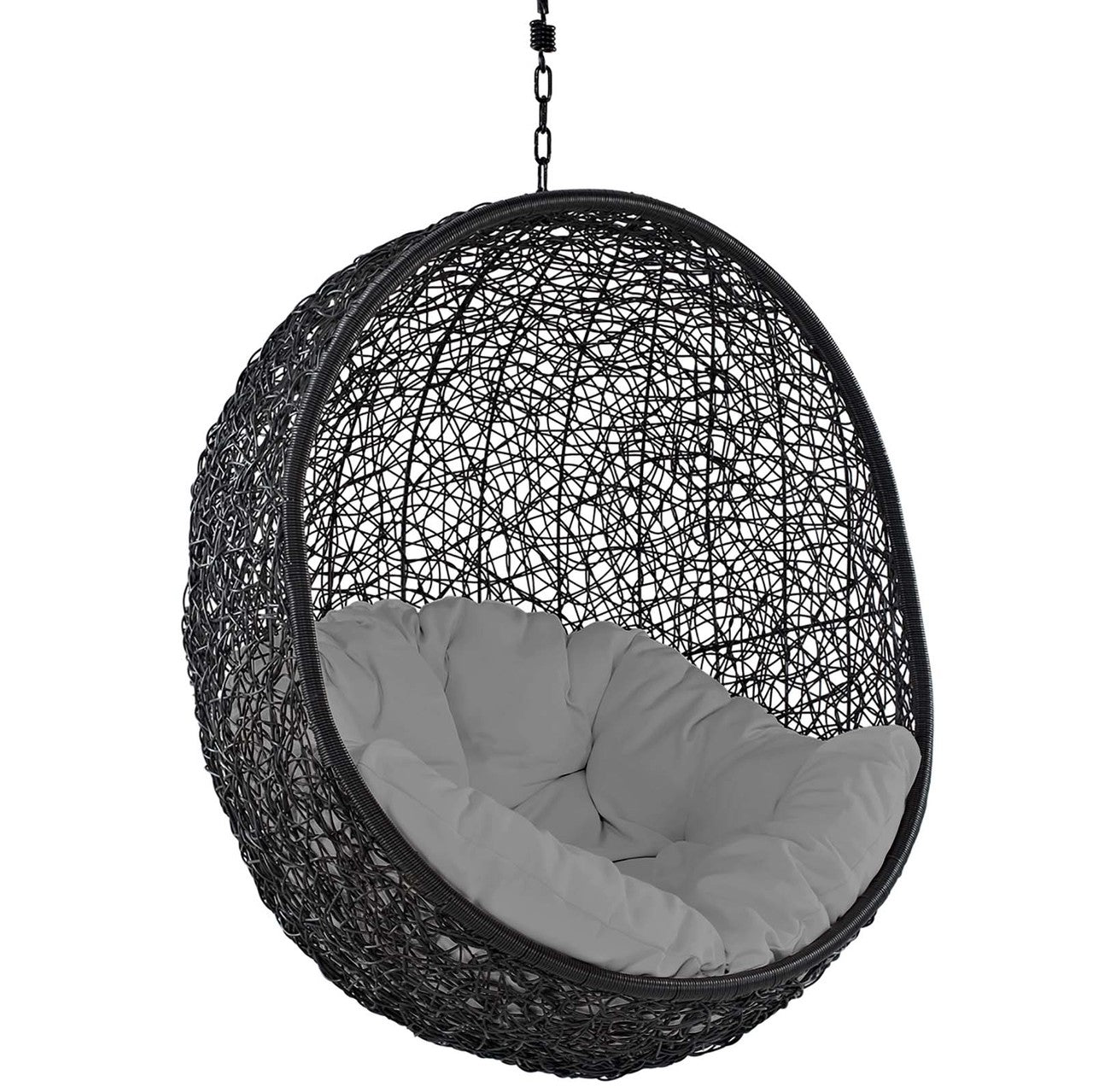 Encase Swing Outdoor Patio Lounge Chair, Rattan Wicker, Grey Gray 14332