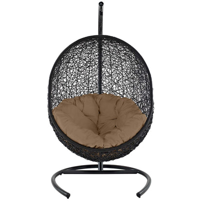 Encase Swing Outdoor Patio Lounge Chair, Rattan Wicker, Brown 14333