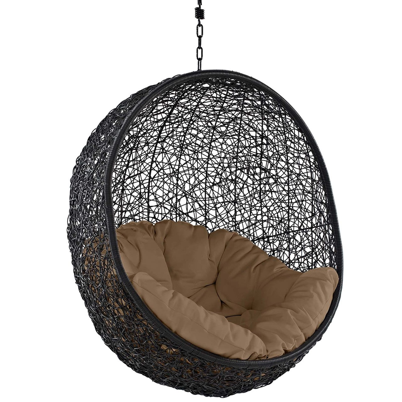 Encase Swing Outdoor Patio Lounge Chair, Rattan Wicker, Brown 14333